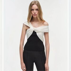 Chic Off-Shoulder Black and White Blouse